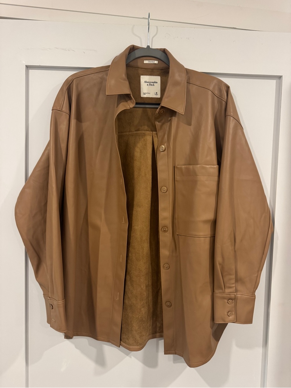 Abercrombie & Fitch Tan Leather Shirt Jacket